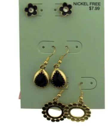 36 Wholesale Multiple Gold Tone And Navy Blue Earrings image