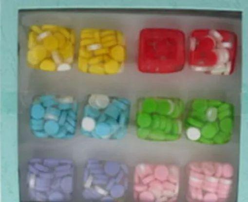 36 Wholesale Square Solid Acrylic Ring With Embedded Circles Assorted Colors image