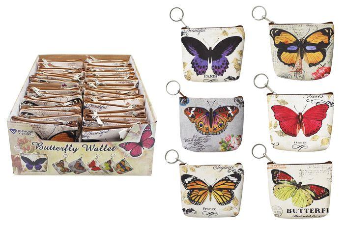 72 Wholesale Butterfly Keychain Coin Purse image
