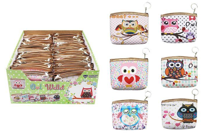72 Wholesale Owl Keychain Coin Purse image