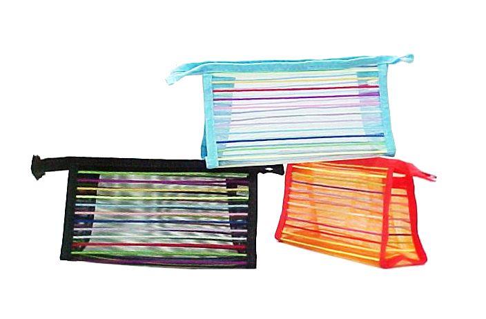 60 Wholesale Mesh Cosmetic Pouch Striped image
