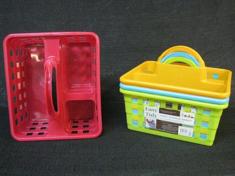 24 Wholesale Plastic Carrier With Handle Square Holes Assorted Color image
