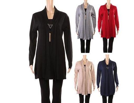 24 Wholesale Womens Long Sleeve Soft Chunky Knit Sweater Open Front Cardigan Outwear image