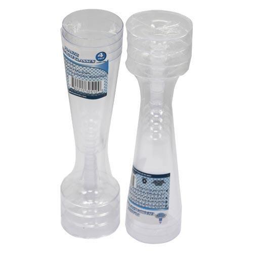 24 Wholesale 4 Piece Plastic Champagne Glasses image