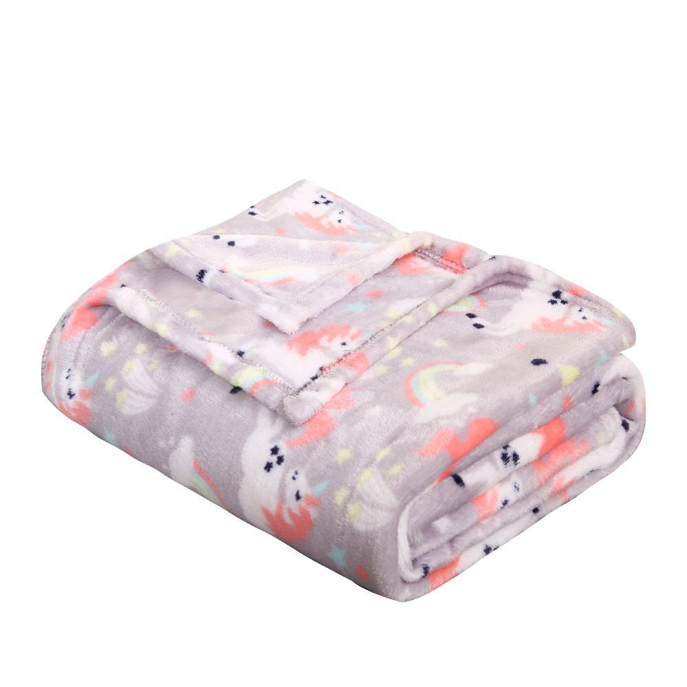 24 Wholesale Children's Unicorn Printed Fleece Blanket Size 50 X 60 image
