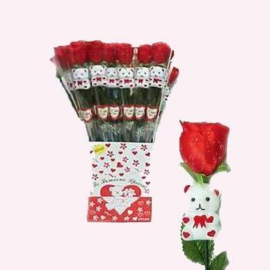 48 Wholesale 18 Inch Red Rose With Teddy Bear image