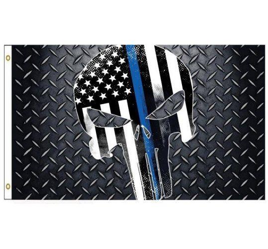 24 Wholesale Blue Lives Matter Flag Skull image