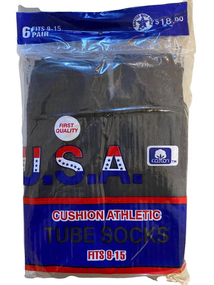240 Wholesale Men's Sport Tube Socks, Referee Style, Size 9-15 Solid Black Bulk Buy image