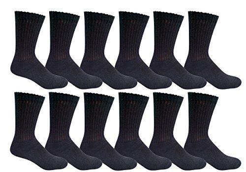 12 Wholesale Yacht & Smith Men's Cotton Diabetic Black Crew Socks Size 10-13 image