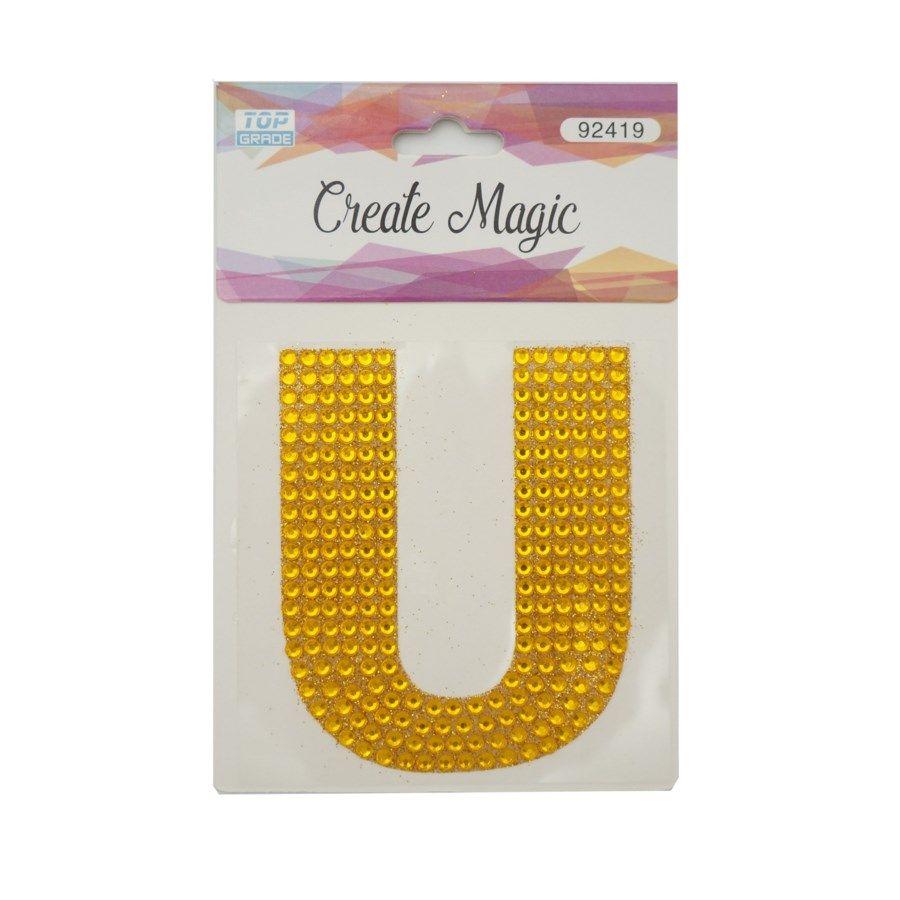 12 Wholesale Crystal Sticker U In Gold image