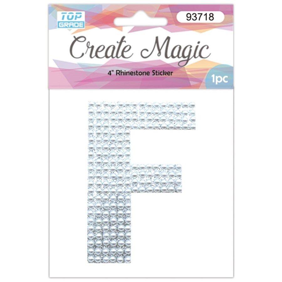 12 Wholesale Pearl Sticker In Silver Letter F image
