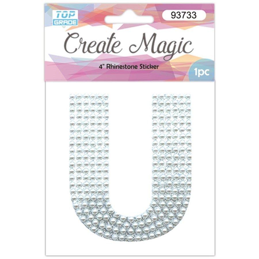 12 Wholesale 120 Pearl Sticker In Silver Letter U image