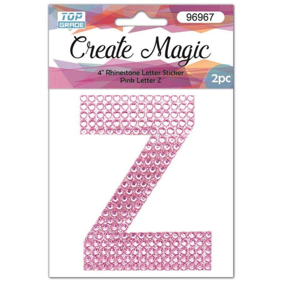 12 Wholesale 2 Piece Crystal Sticker Letter Z In Pink image