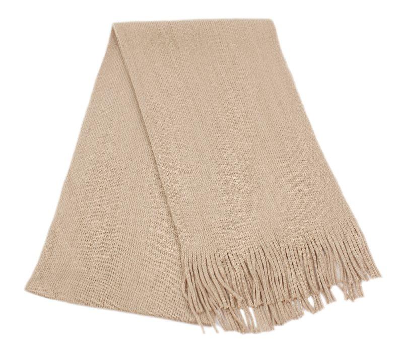 18 Wholesale Mens Winter Solid Knit Scarf In Khaki image