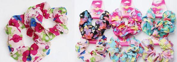 72 Wholesale Assorted Color Flower Print Scrunchies image