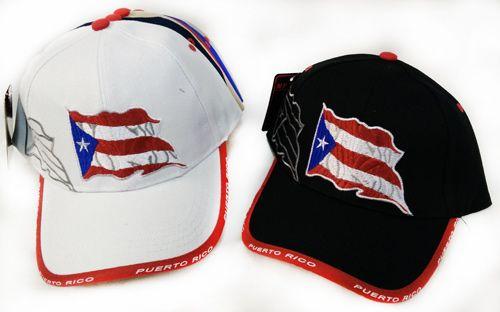 36 Wholesale Adjustable Baseball Hat Puerto Rico Flag Assorted Color image