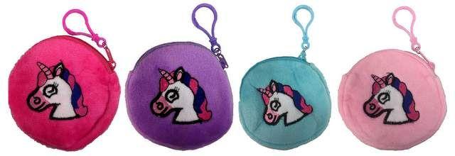 96 Wholesale Round Pastel Color Unicorn Coin Purse Assorted Colors image