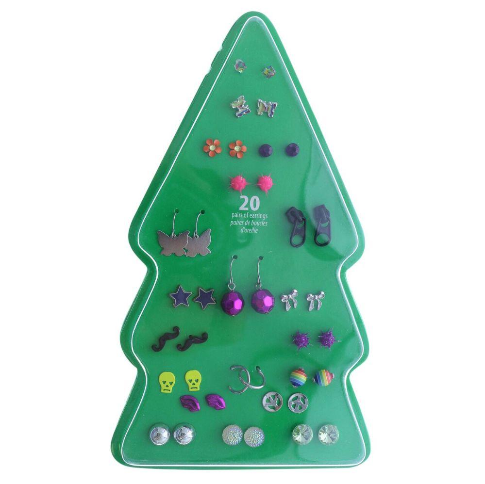 48 Wholesale Gift Boxed Colorful Christmas Tree Earring Set image
