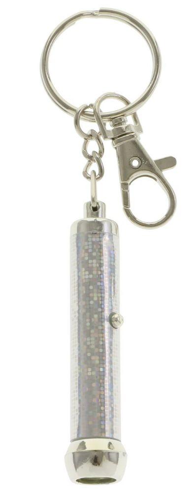 96 Wholesale Silver Tone Flashlight With Holographic Design Key Chain image