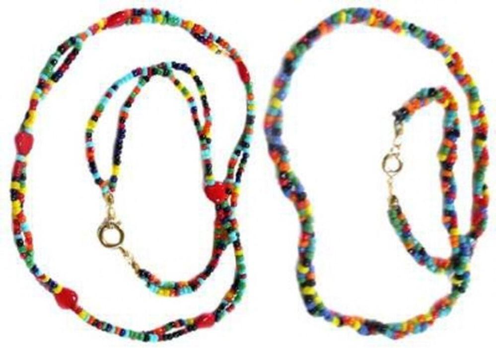 96 Wholesale Childrens Multi Colored Indian Seed Beads Woven Necklace image