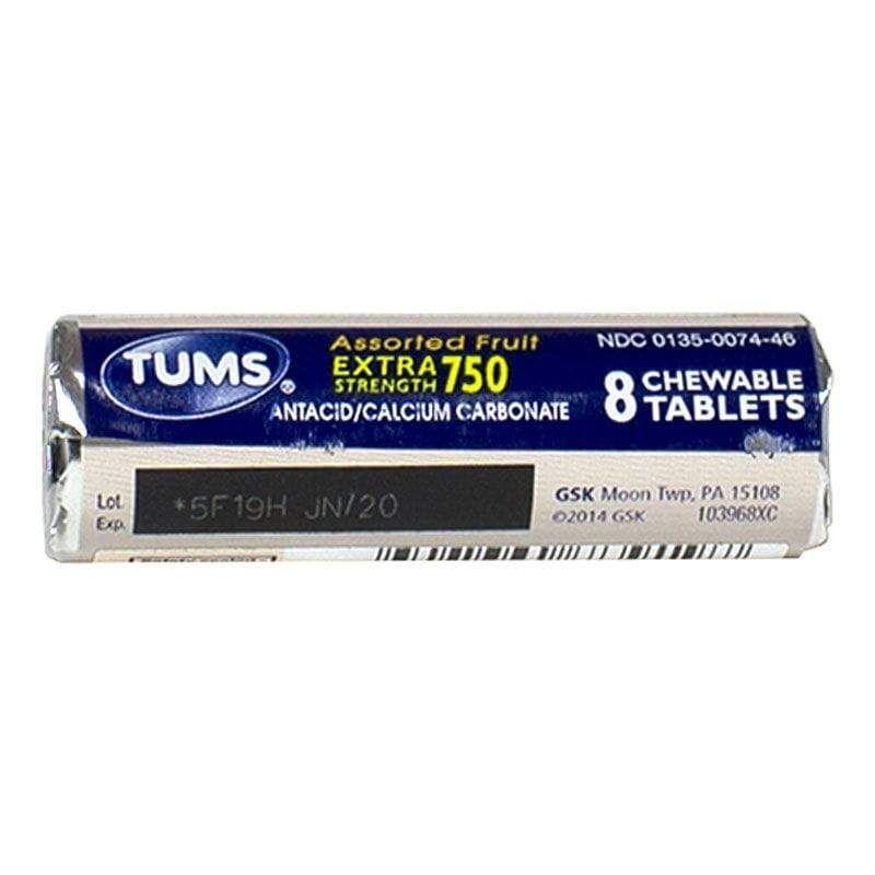 72 Wholesale Tums EX 750 Assorted Fruit Antacid - Roll of 8 image