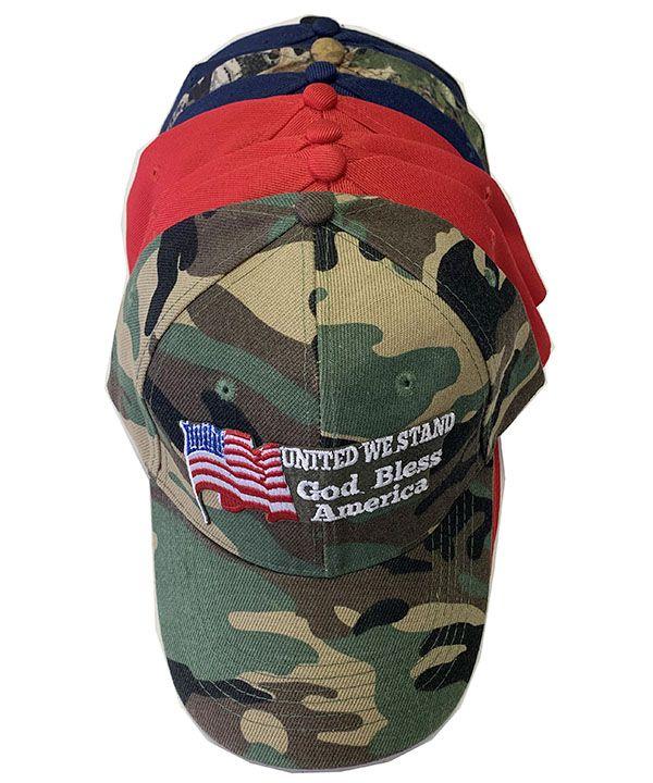 24 Wholesale United We Stand Assorted Color Baseball Caps image