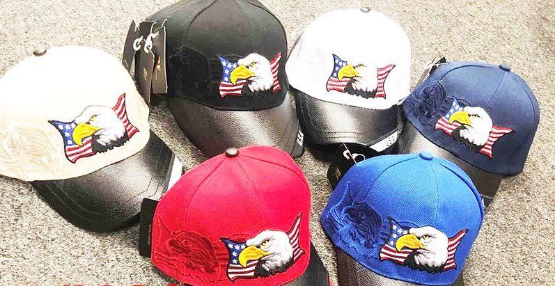 60 Wholesale Eagle With Flag Embroidered Baseball Cap In Assorted Color image