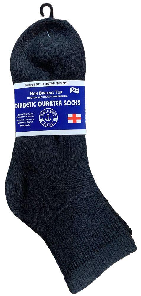 60 Wholesale Yacht & Smith Men's King Size Loose Fit NoN-Binding Cotton Diabetic Ankle Socks Black Size 13-16 image