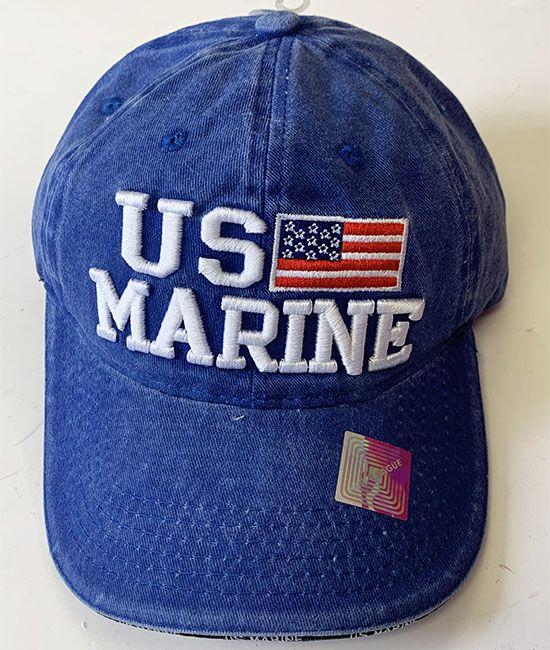 36 Wholesale Denim Hat Us Marine Baseball Caps Hats Embroidered In Assorted Color image