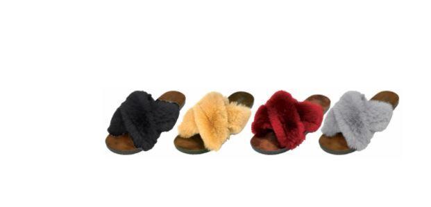 36 Wholesale Women's Fur Strap Slipper image