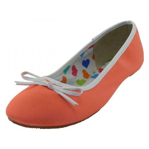 18 Wholesale Women's Satin Ballet Flat Shoes In Orange image