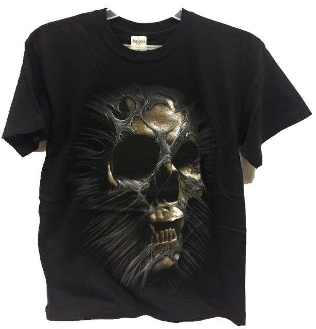 24 Wholesale 24 Black T Shirt With Skull image