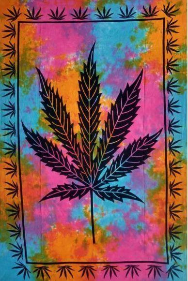 5 Wholesale Tie Dye Marijuana Leaf Graphic Tapestry image