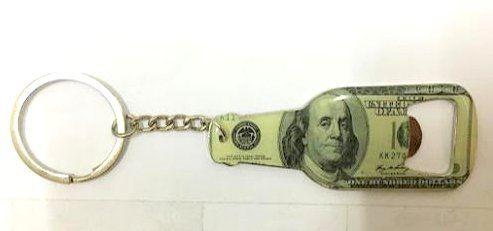 96 Wholesale Bottle Opener Key Chain 100 Dollar Style image