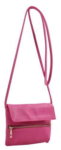 6 Wholesale Fashion Crossbody Sling Purse With Front Zipper In Fuschia image