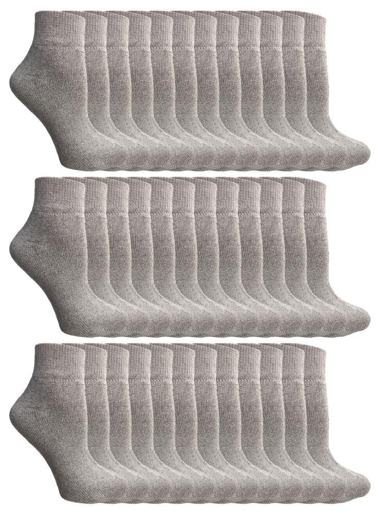 72 Wholesale Yacht & Smith Women's Lightweight Cotton Gray Quarter Ankle Socks