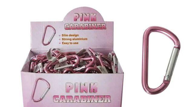 72 Wholesale 72 Wholesale Pink Carabiner Keychain - Wholesale Sock Deals image
