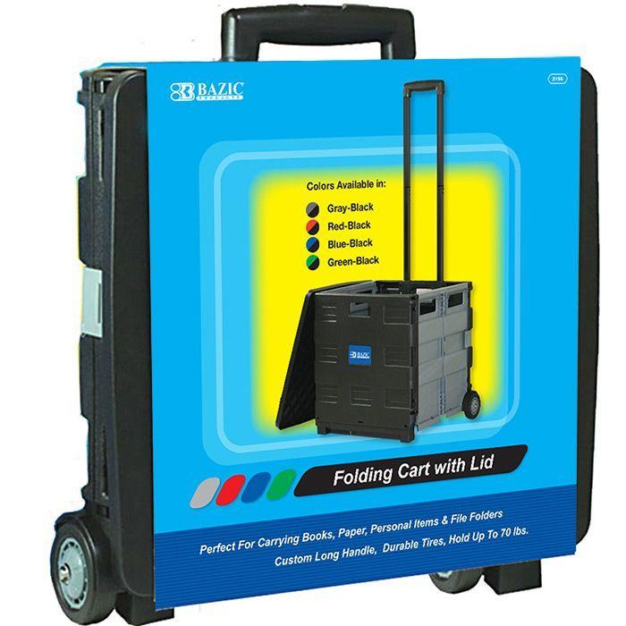 3 Wholesale 16"x18"x15" Black Folding Cart On Wheels W/lid Cover image