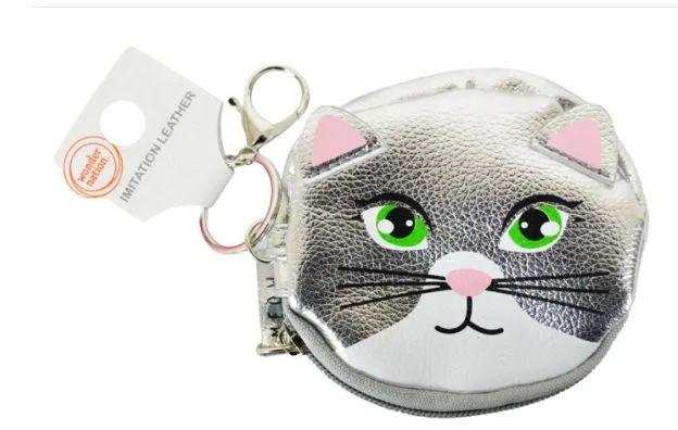 72 Wholesale Keychain Coin Purse Metallic Kitty image