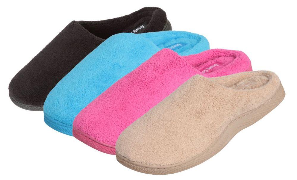 30 Wholesale Ladies Plush Zigzag Insole Slippers - Assorted Colors image