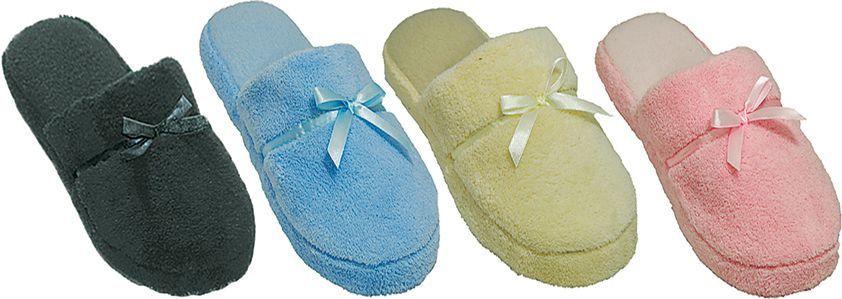 36 Wholesale Women's Slippers W/ Bow Adornment - Assorted Colors - Sizes 6-11 image