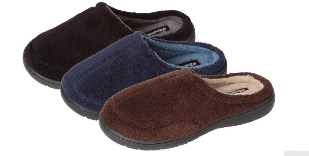 36 Wholesale Boy's Plush Slide Slippers - Solid Colors image