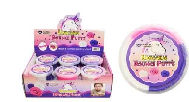 48 Wholesale Unicorn Tri Color Bounce Putty image