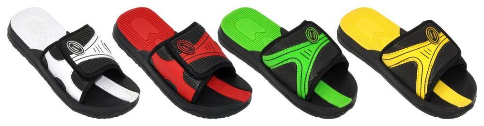 48 Wholesale Boy's  Touch Closure Slide Sport Sandals W/ Futuristic Design image
