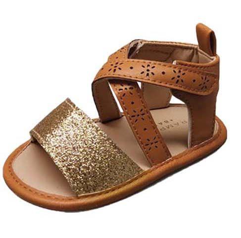18 Wholesale Infant Girl's Gladiator Sandals W/ Floral CuT-Outs & Glitter Toe Strap image