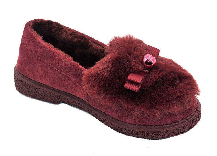 24 Wholesale Womens Faux Fur Moccasin Indoor Outdoor Warm And Cozy House Shoes With Durable Rubber Sole Color Burgundy Size 5-10 image