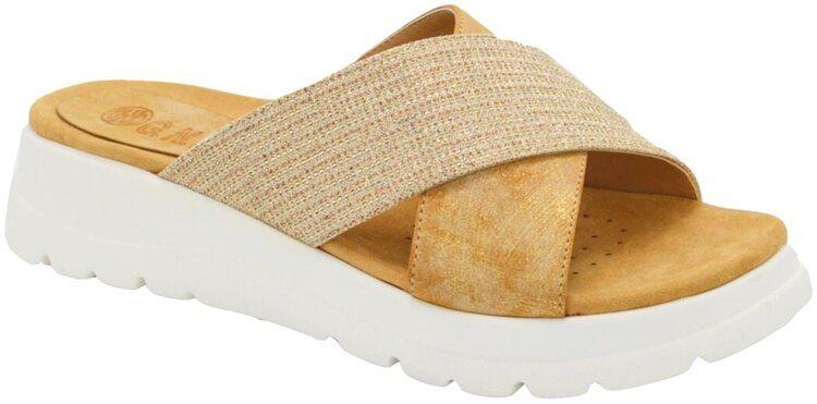12 Wholesale Women Summer Beach Casual Comfortable Cross Band Slide Sandals Color Tan Size 5-10 image