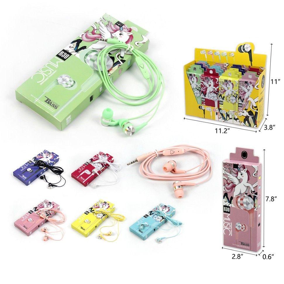 400 Wholesale Unicorn Earphone Assorted Colors image