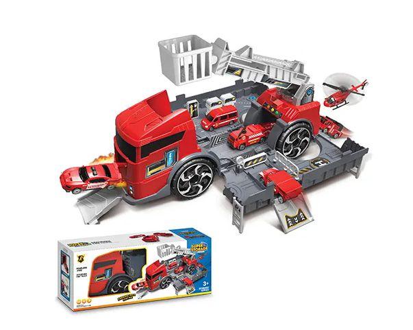 18 Wholesale Deformed Fire Truck With 2 Red Car image