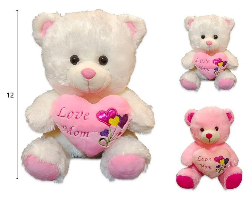 18 Wholesale 12 Inch Pink And White Mother's Day Bear image